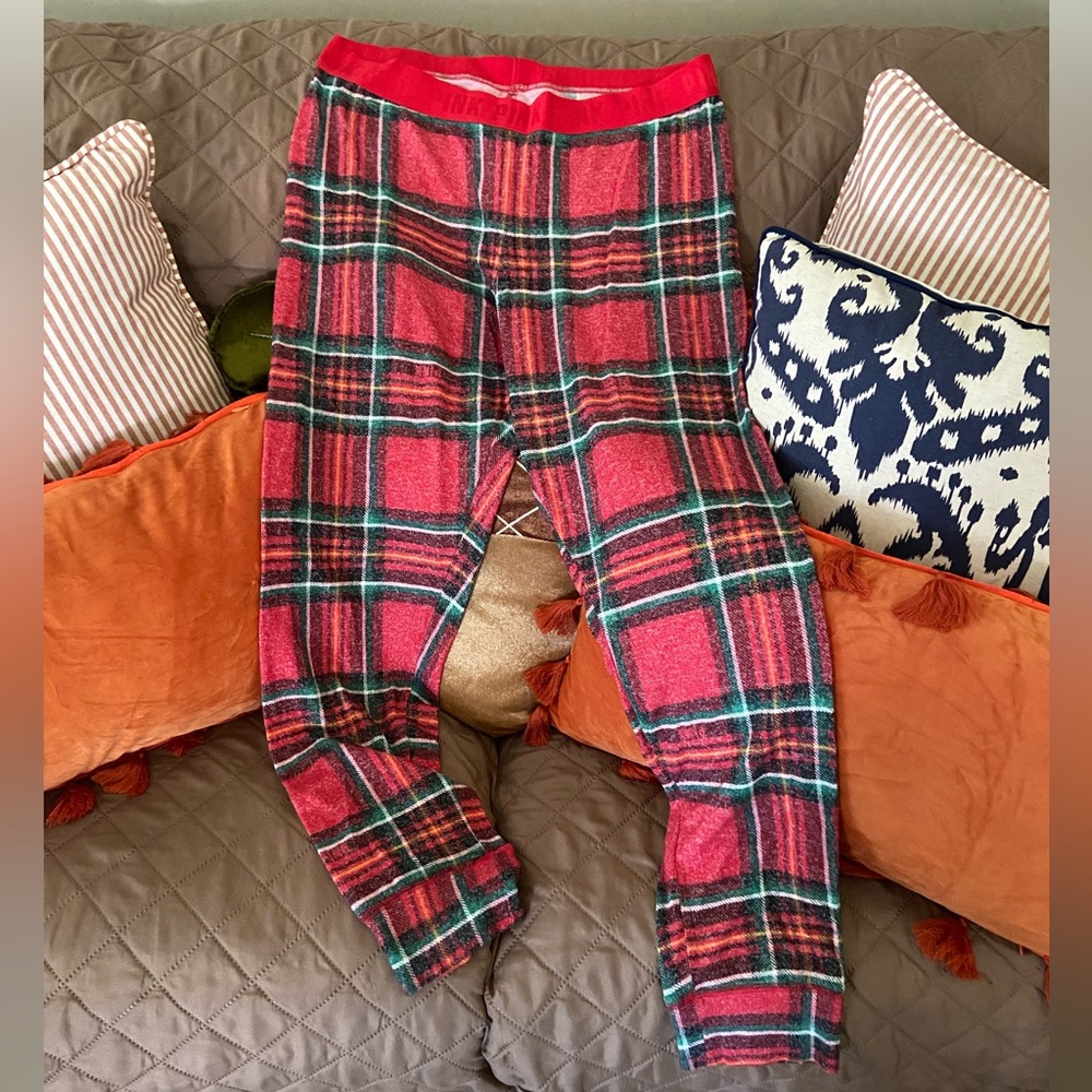 PINK plaid pajama pants size L